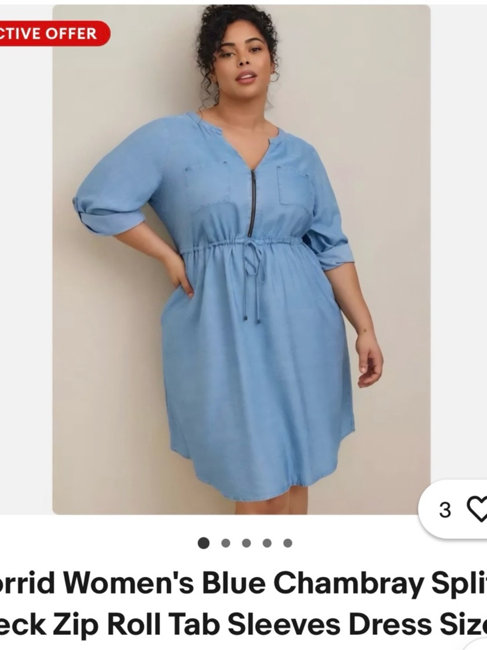 Blue Chambray Drawstring Waist Shirt Dress - Women